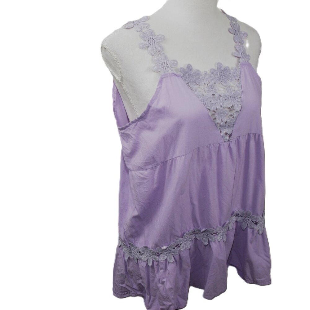 Mislook Lilac Floral Lace Tank Blouse Size Medium